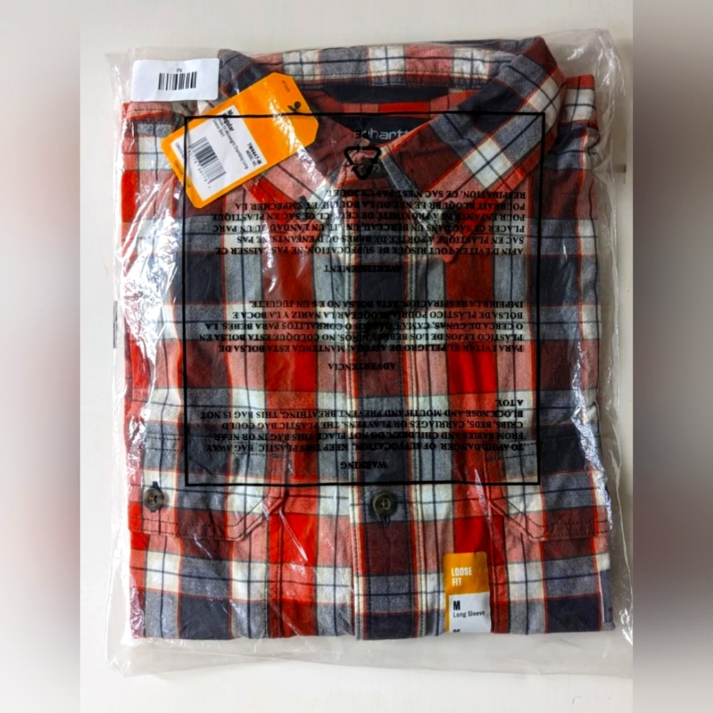 Carhartt Men's Loose Fit Midweight Chambray Long-Sleeve Shirt Medium Red